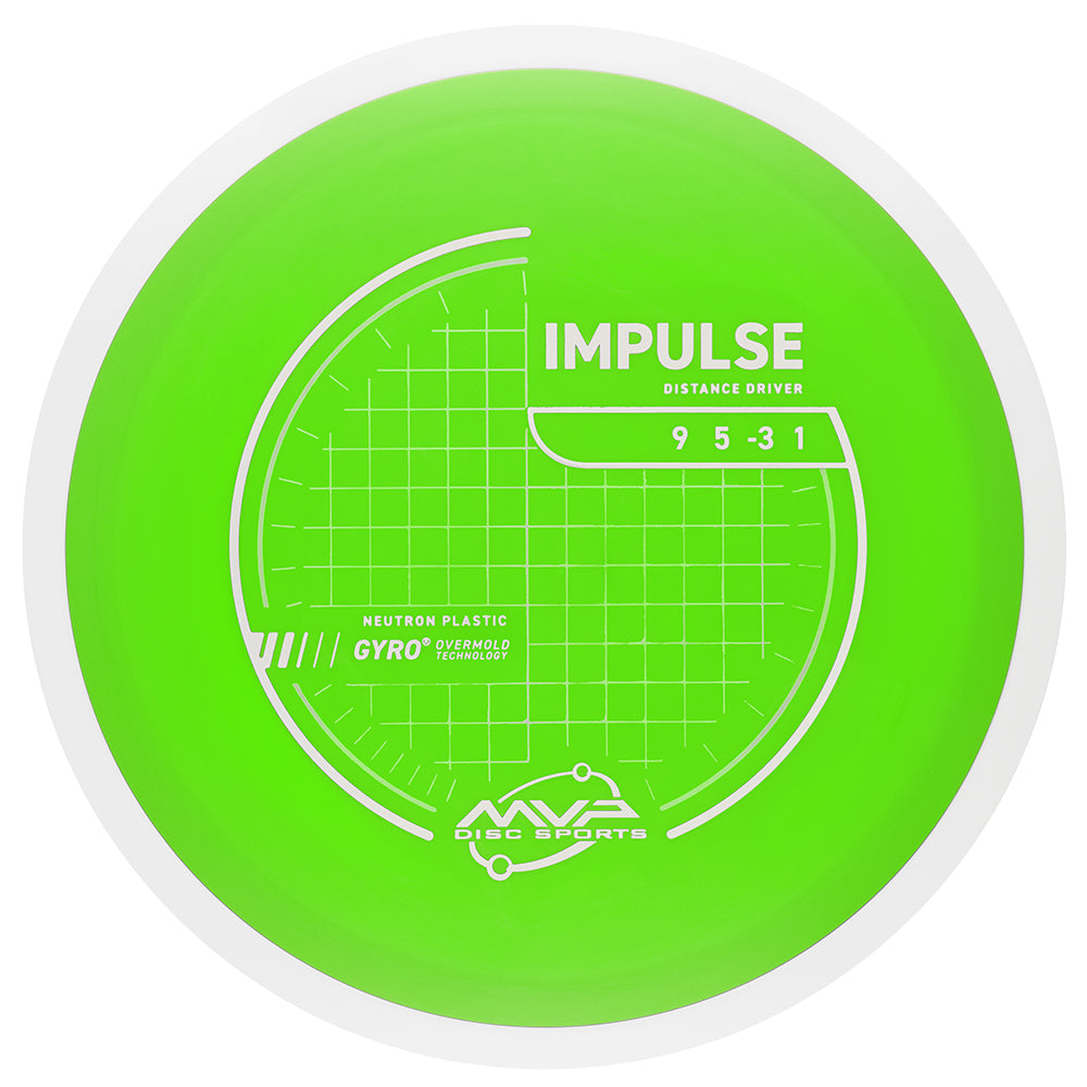 Green disc golf disc MVP Impulse Neutron (Project Lab Coat) 170-175 on a white background