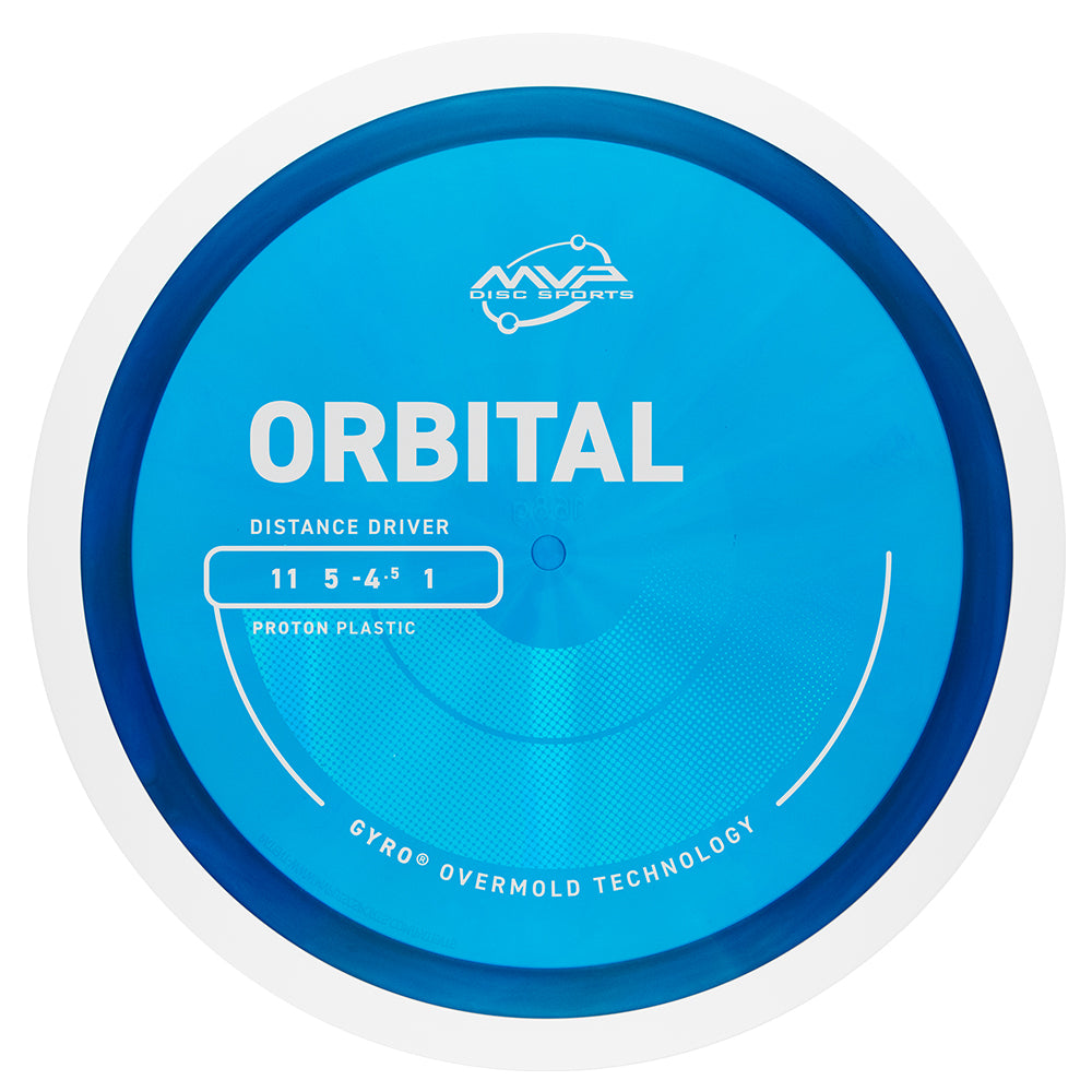 Blue disc, MVP Orbital Proton on a white background