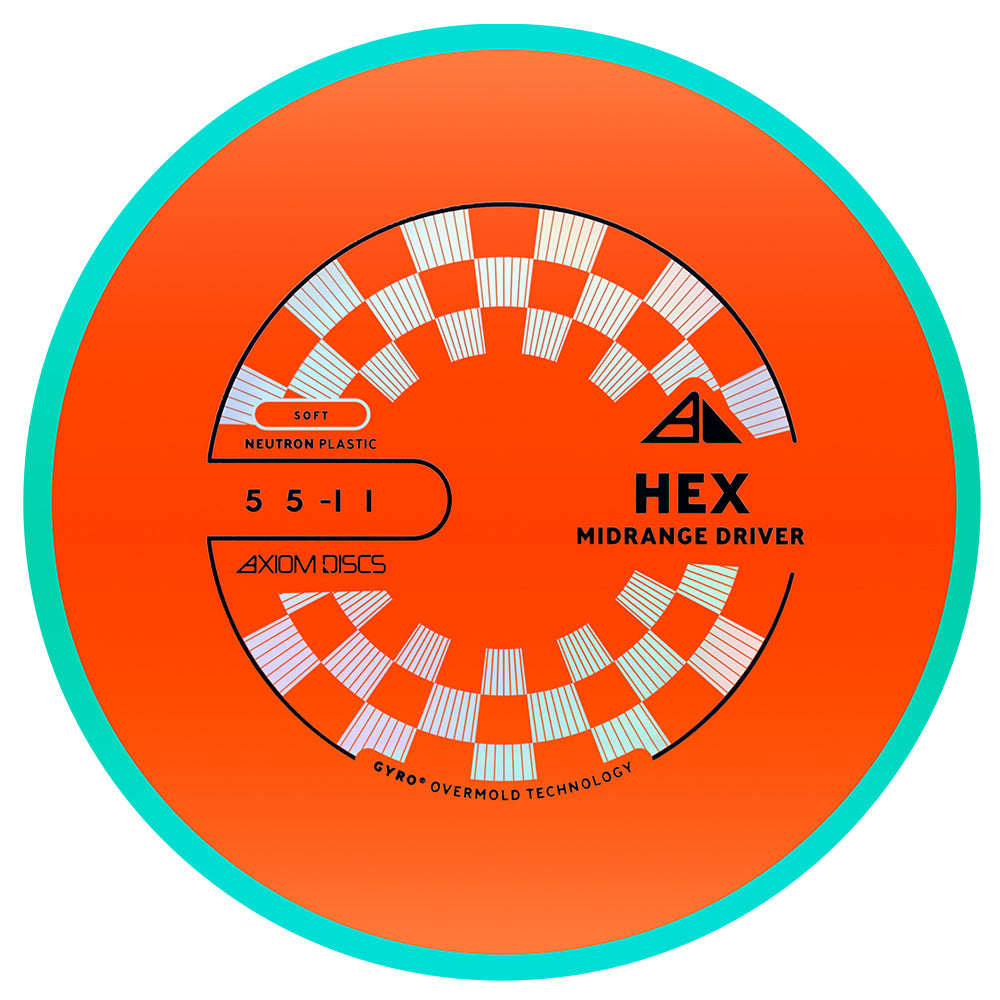 Orange disc with checkered pattern and branding on a white background